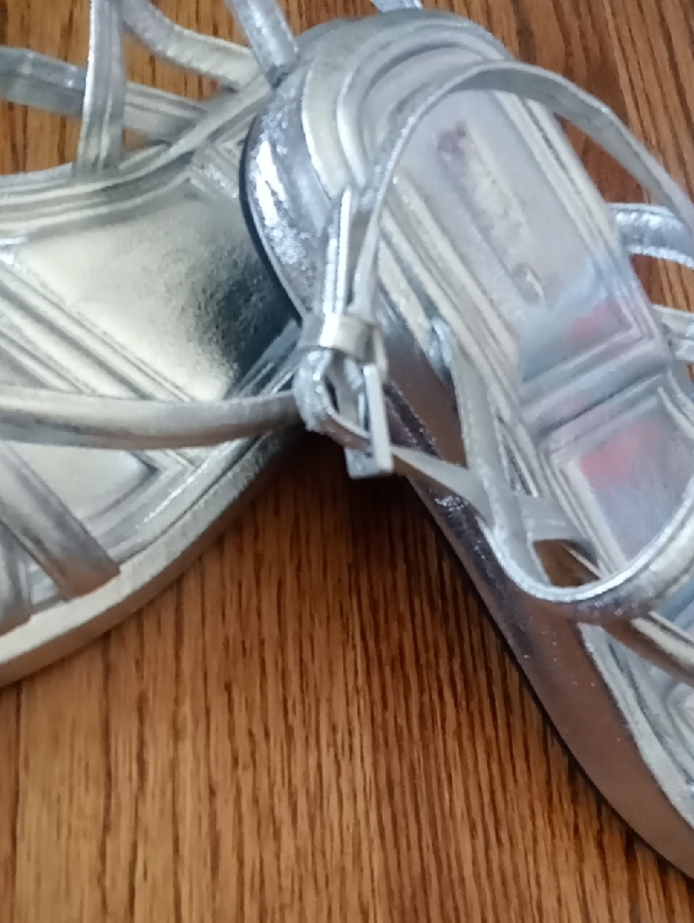 Zara Silver Sandals Size 37 - Picture 2 of 6